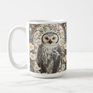 Caneca De Café Bela Coruja da Neve Inspirada em William Morris