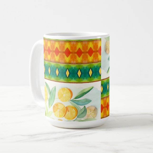 Caneca De Café Bela Delícia dos Citros Mediterrânicos. Laranja e  (Frente Esquerda)
