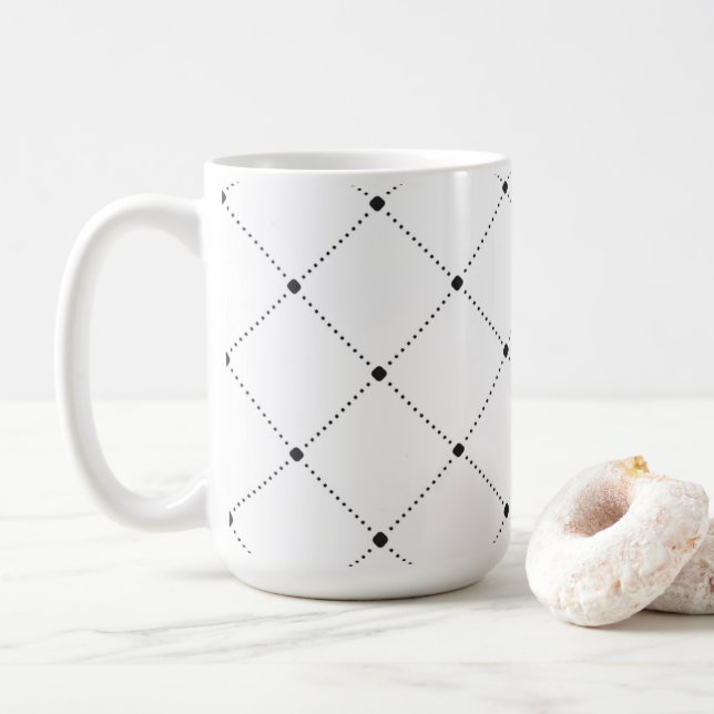 Caneca De Café Bela design, simples, pontos pretos elegantes, can (Com Donut)