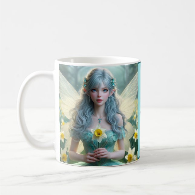 Caneca De Café Bela Fada de Marcha em Daffodils (Esquerda)