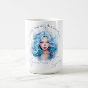 Caneca De Café Bela Garota de Aquário Com Características