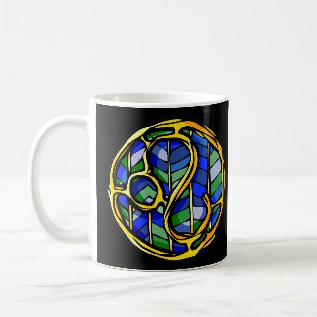 Caneca De Café Bela Gema Azul Símbolo de Leão (Esquerda)