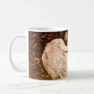 Caneca De Café Bela ilustração vintage de pavão branco