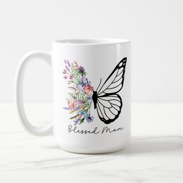 Caneca De Café Bela Mãe Borboleta Floral (Esquerda)