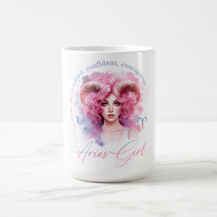 Caneca De Café Bela Menina de Áries Com Características