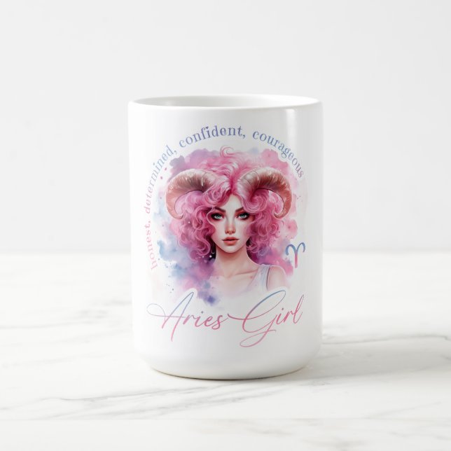 Caneca De Café Bela Menina de Áries Com Características (Centro)