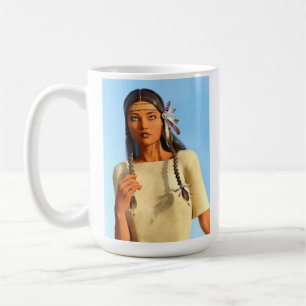 Caneca De Café Bela Mulher Indígena Americana Traje Indígena
