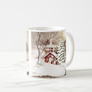 Caneca De Café Bela Natal vintage Igreja Vintage Cena