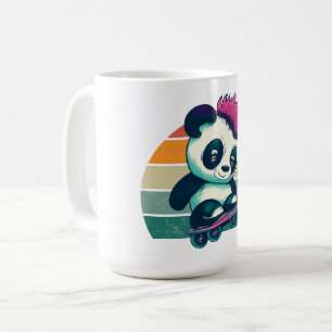 Caneca De Café Bela Panda Bela com Mohawk Skater Panda