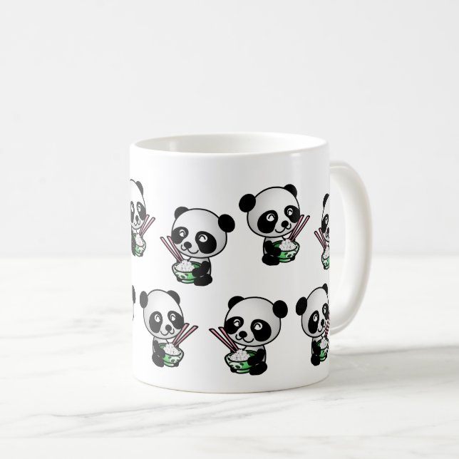Caneca De Café Bela Panda Comendo Arroz Animais Selvagens (Frente Esquerda)