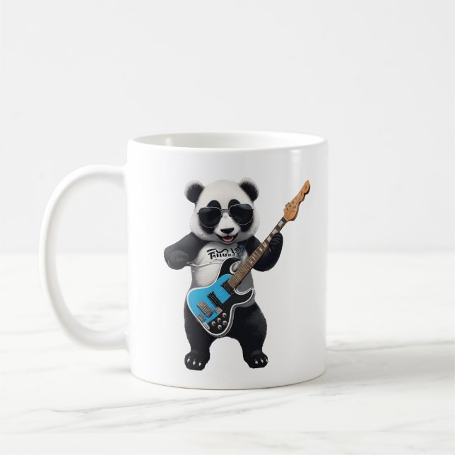 Caneca De Café Bela Panda Tocando Violão, Amantes De Panda Musica (Esquerda)