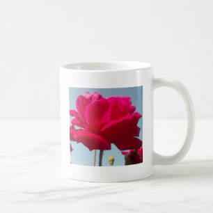Caneca De Café Bela Rosa Celestial Encantadora Vermelha Contra o