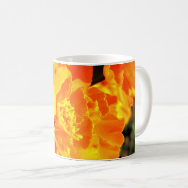 Caneca De Café Belas Calêndulas Laranjas Flores Ensolaradas Alegr (Frente Esquerda)