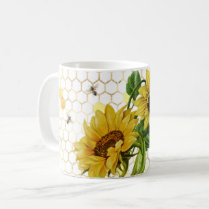 Caneca De Café Belas de mel amarelo girassol Douradas