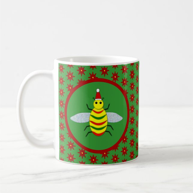 Caneca De Café Belas de Natal e Flores de Poinsettia (Esquerda)