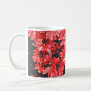 Caneca De Café belas flores de cor vermelha, padrão de flores, se