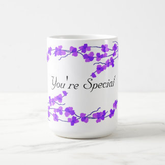 Caneca De Café Belas Flores Roxas - Sua Especial