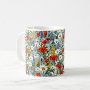 Caneca De Café Belas flores silvestres coloridas femininas da pri