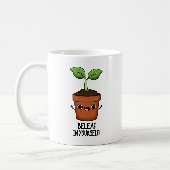 Caneca De Café Beleaf No Seu Funny Plant Pun (Esquerda)