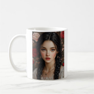 Caneca De Café Beleza Brincada no Sangue - Retrato Floral Elegant