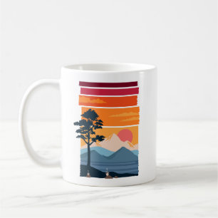 Caneca De Café Beleza da Natureza Montanha Pôr do Sol Retro Wande