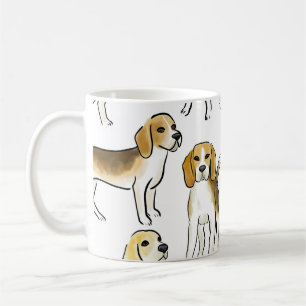 Caneca De Café Beleza do Beagle: Padrão de Cachorro de Aquarela