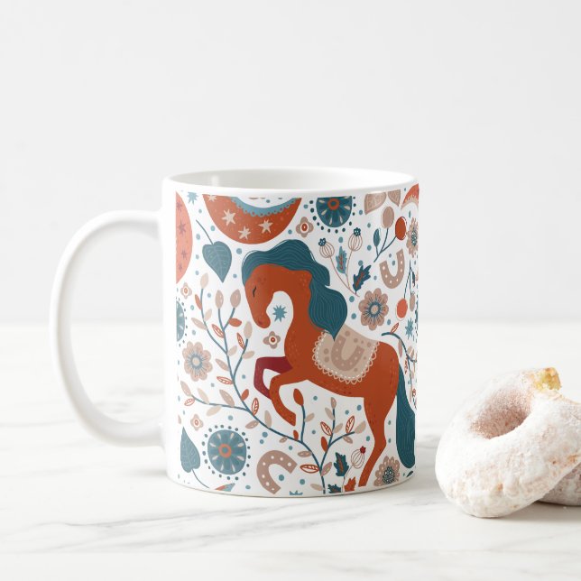 Caneca De Café beleza dos cavalos, Presente para Amantes de Caval (Com Donut)
