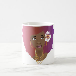 Caneca De Café Beleza Natural com Gradação Afro, Rosa e Roxo