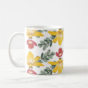 Caneca De Café Beleza Orquídea: Elegância Floral do Padrão.