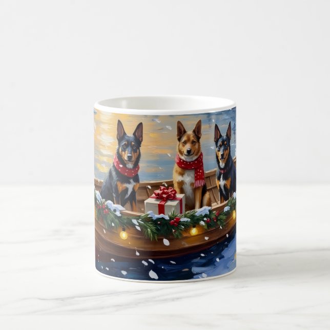 Caneca De Café Belgian Malinois Christmas Boat Holiday (Centro)