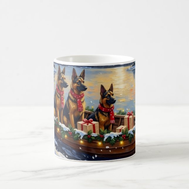 Caneca De Café Belgian Shepherd Tervuren Christmas Boat Holiday (Centro)