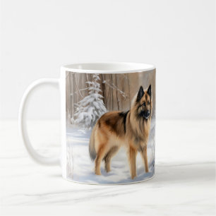 Caneca De Café Belgian Tervuren Deixe Nevar Natal