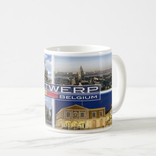 Caneca De Café Bélgica - Antuérpia - Anvers - (Frente Esquerda)