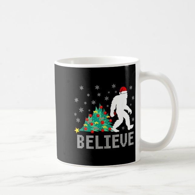 Caneca De Café Believe Bigfoot Sasquatch Santa Reindeer Christmas (Direita)