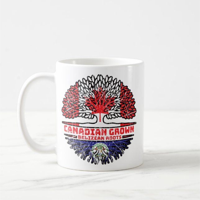 Caneca De Café Belize Belizean Canada Tree Roots Flag (Esquerda)