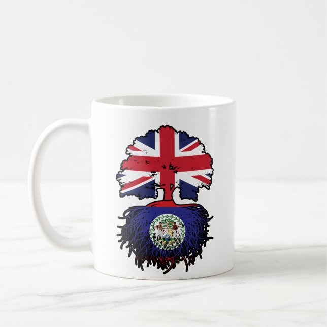 Caneca De Café Belize Belizian British Tree Roots Flag (Esquerda)