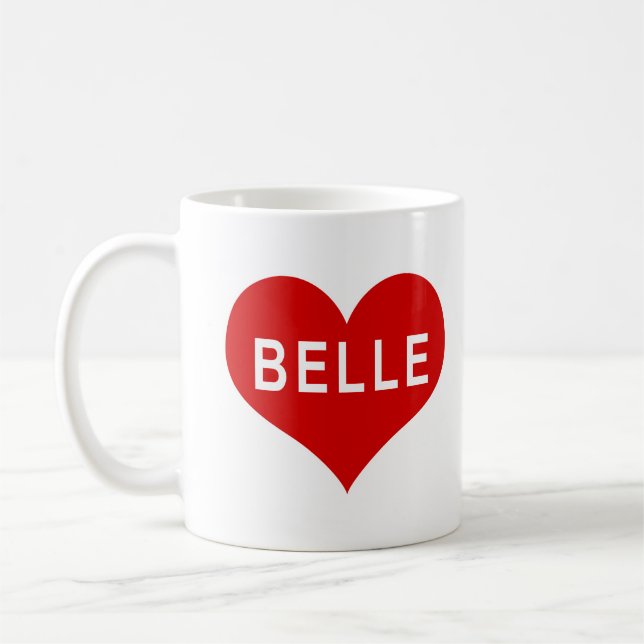 Caneca De Café BELLE NAME Coração Vermelho do Amor (Esquerda)