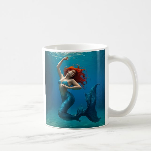 Caneca De Café Belle sirène aux cheveux auburn (Direita)