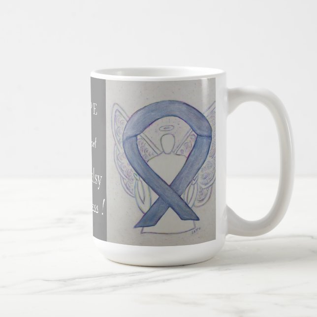 Caneca De Café Bell's Palsy Awarness Ribbon Angel Custom Mug (Direita)