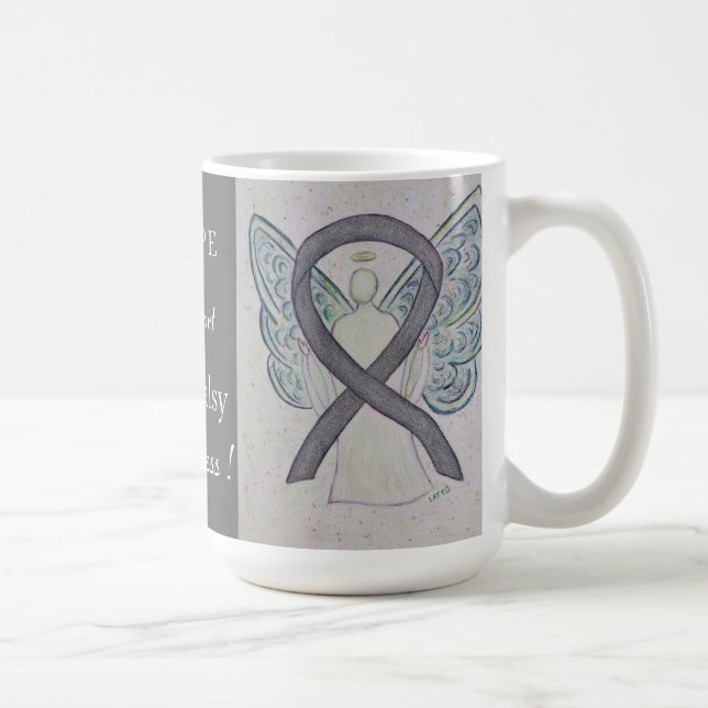 Caneca De Café Bell's Palsy Awarness Ribbon Angel Custom Mug (Direita)