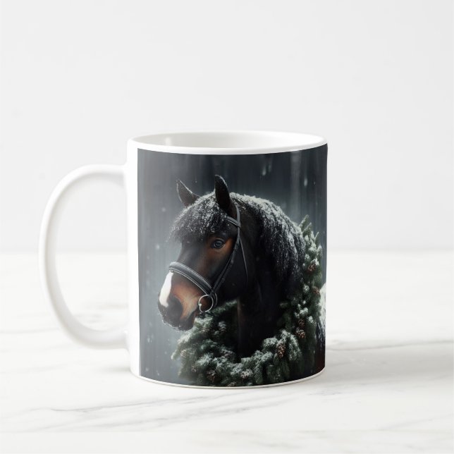 Caneca De Café Belo Amor De Cavalo Negro Equestre (Esquerda)