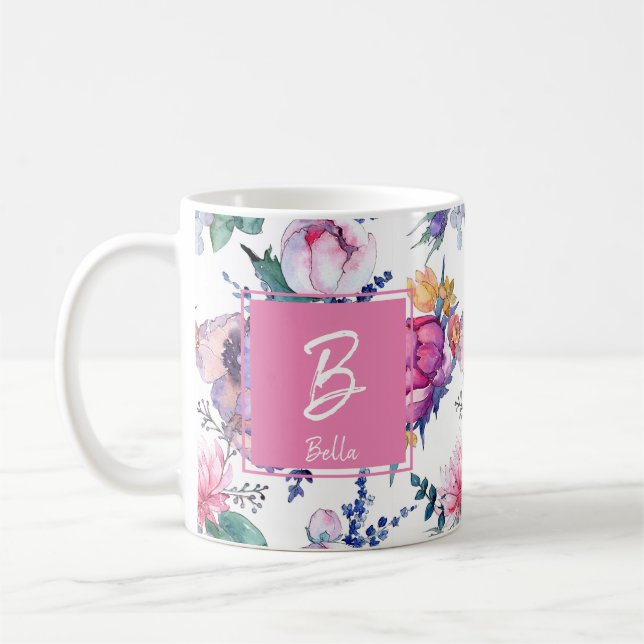 Caneca De Café Belo Aniversário do Carimbo Rosa (Esquerda)