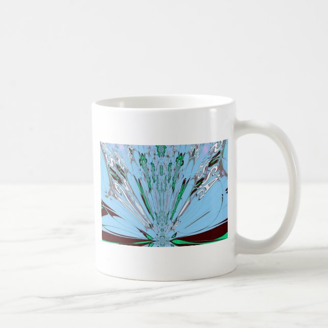 Caneca De Café Belo Aqua Azul Azul Incrível Arte Floral (Direita)