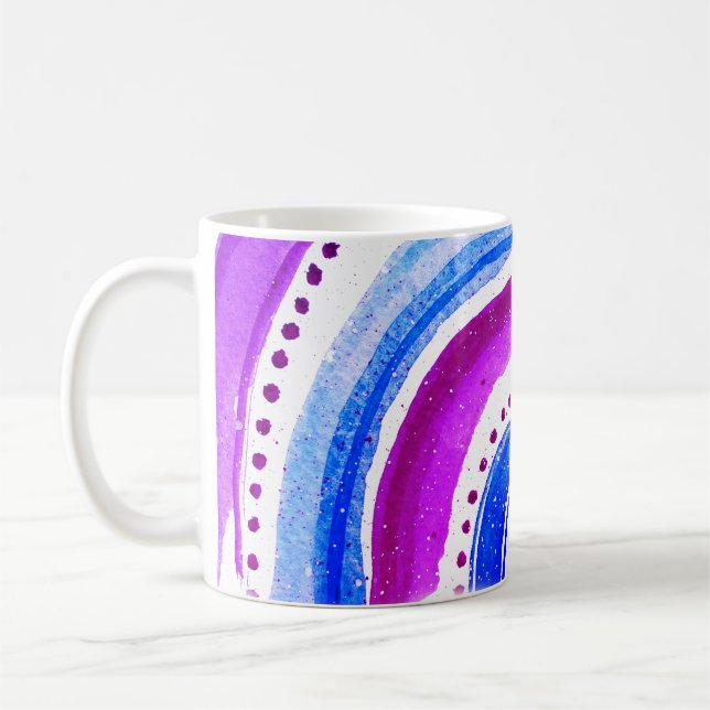 Caneca De Café Belo Arco-Íris Puro E Azul (Esquerda)