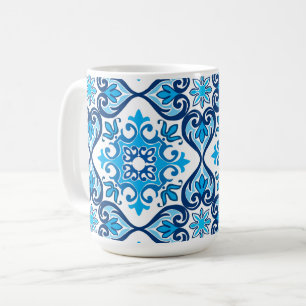 Caneca De Café 💙 🤍 Belo azul - Azulejos X brancos,