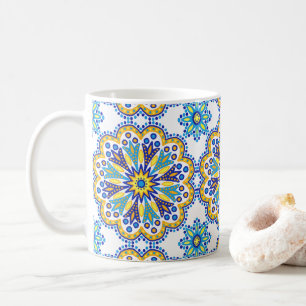 Caneca De Café Belo Azulejo Boho Talavera