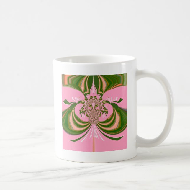 Caneca De Café Belo bebê rosa verde e branco Caleidoscópio (Direita)