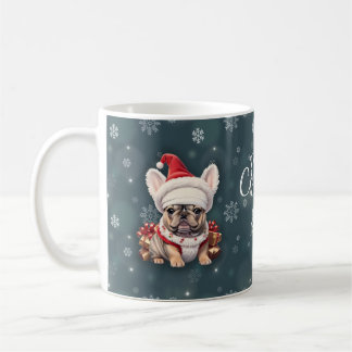 Caneca De Café Belo Bulldog Francês Santa Hat Feliz Natal