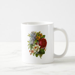 Caneca De Café Belo Buquê Romântico de Verão com Rosa vermelha