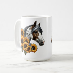 Caneca De Café Belo Cavalo Appaloosa com Girassóis